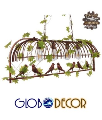 GLOBOSTAR® NEST 01402 Vintage Κρεμαστό Φωτιστικό Οροφής με Ντουί 4 x E27 AC 220-240V IP20 - Χάλκινο & Πράσινο - Μ103 x Π34 x Υ36.5cm